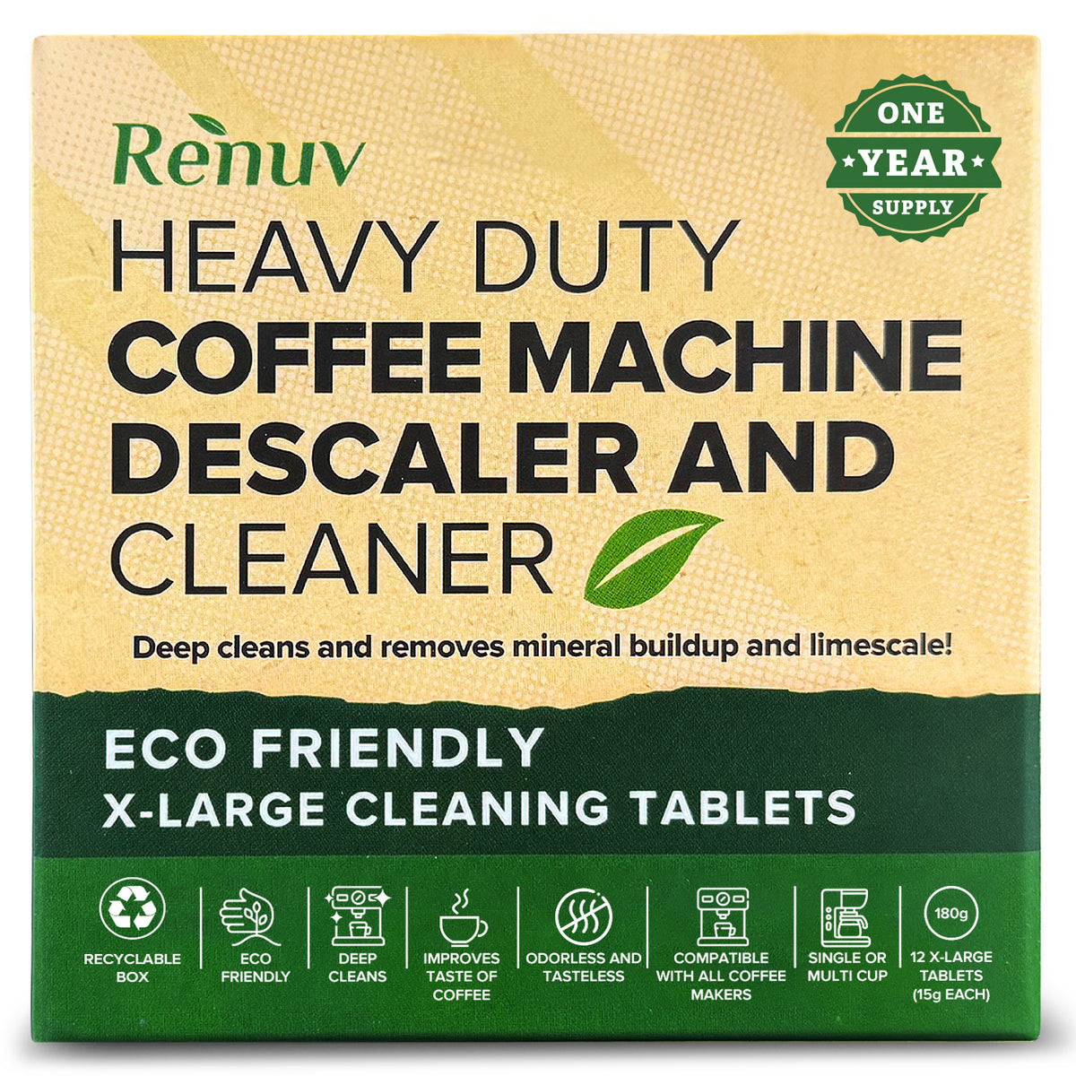 Renuv Coffee Machine Cleaner Descaler Tablets Lifeboost Coffee
