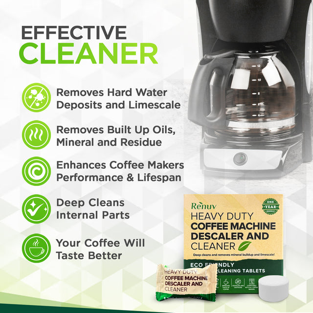 Renuv Coffee Machine Cleaner Descaler Tablets - Lifeboost Coffee