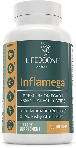 Bottle of Inflamega Premium Omega 3.7 fish oil