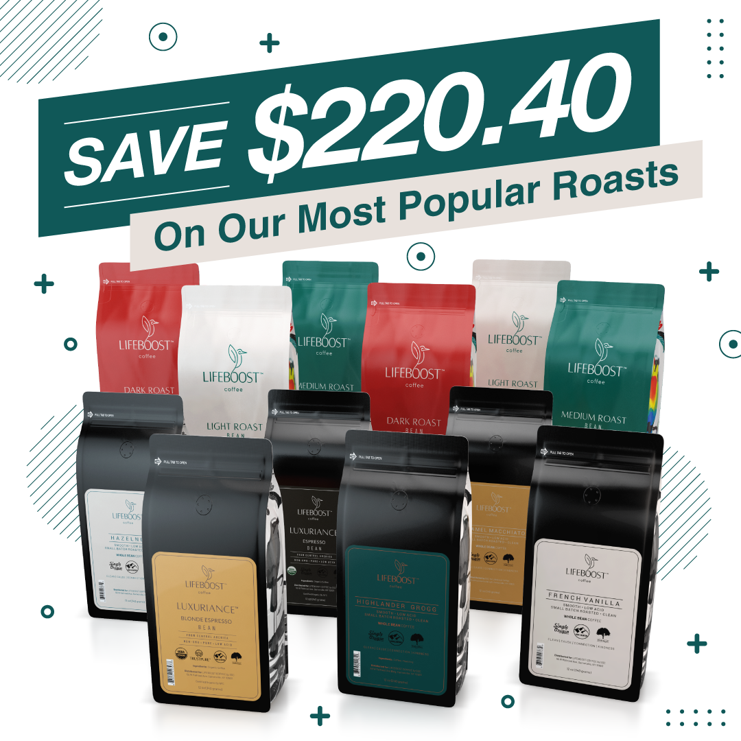 The Lifeboost Coffee Super Bundle (Save 52% on Our 12 Most Popular Roasts!)