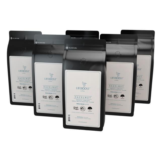 6x Single Origin Specialty, Hazelnut Coffee 12 oz Bag - Bundle - Lifeboost Coffee