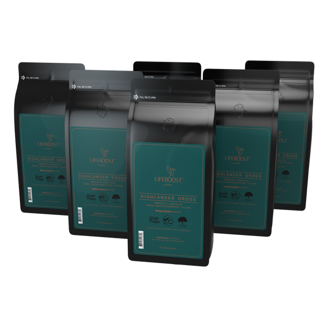 6x Single Origin Specialty, Highlander Grogg Coffee 12 oz Bag - Bundle - Lifeboost Coffee