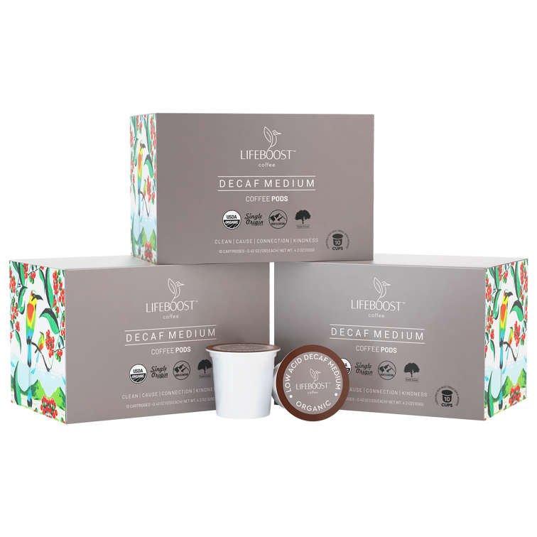 Medium Decaf Roast Coffee Pods Organic, Non toxic, Recyclable