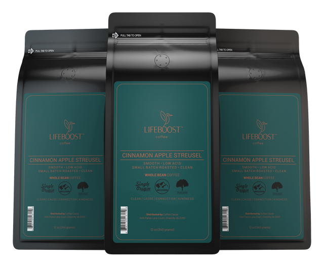 3x Single Origin Specialty, Cinnamon Apple Streusel Coffee 12 oz Bag - Lifeboost Coffee