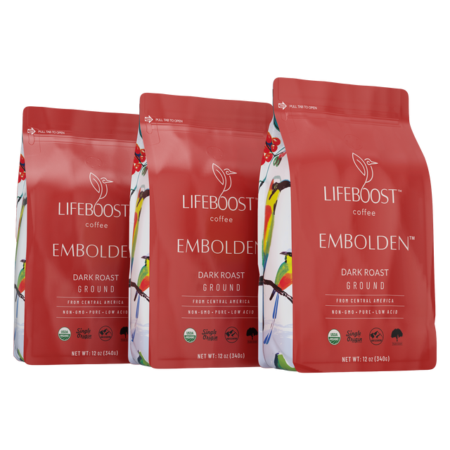 3x Embolden Dark Roast Coffee 12 oz Bag - Lifeboost Coffee