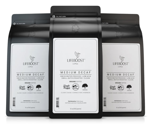 5x Medium Roast Decaf Coffee Bundle - 3 Bags Subscription 2 Bags Free - Lifeboost Coffee