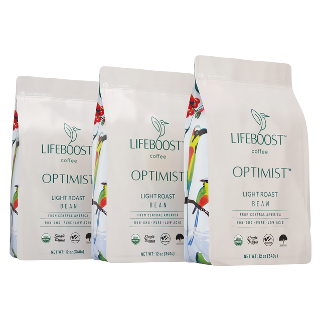 3x Optimist Light Roast Coffee 12 oz Bag - Best Coffee - Lifeboost Coffee