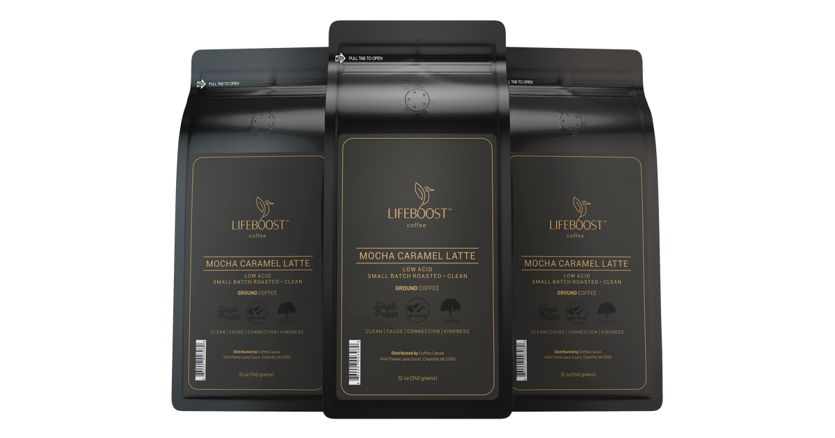 Mocha Caramel Latte | Lifeboost Coffee
