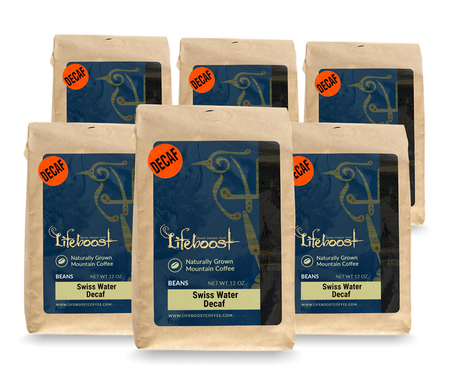 6x Decaf Coffee 12 oz Bag Save - Buy 4 Get 2 Free - Lifeboost Coffee