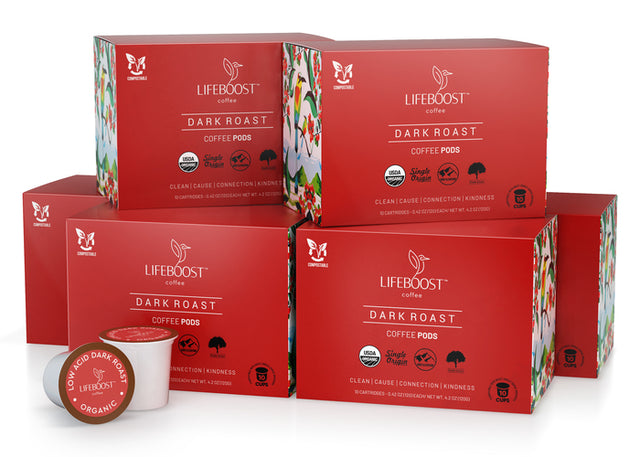 6x Dark Roast Coffee Pods (60 Pods) - Lifeboost Coffee