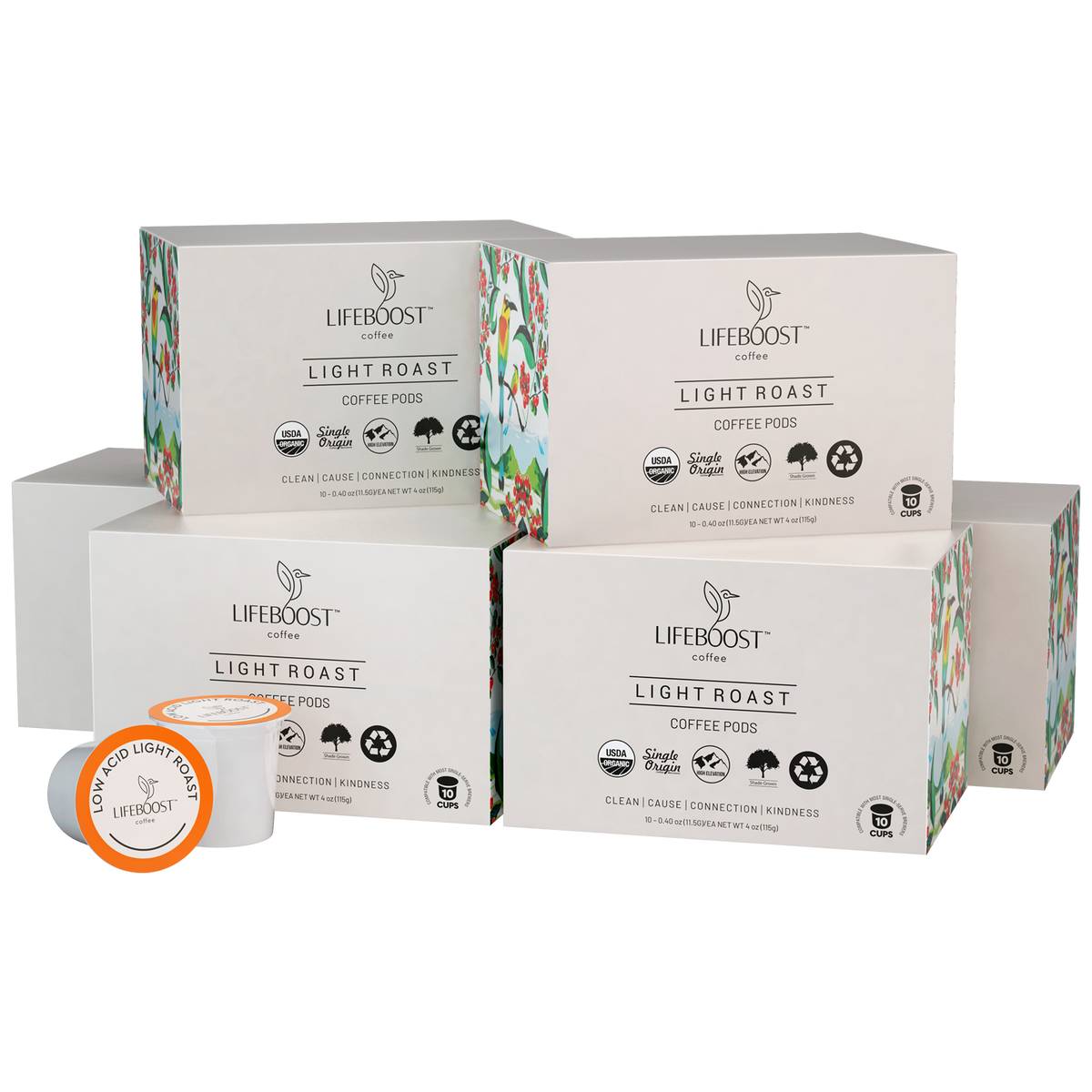 Light Roast Coffee Pods Organic, Non toxic, Recyclable Lifeboost Coffee
