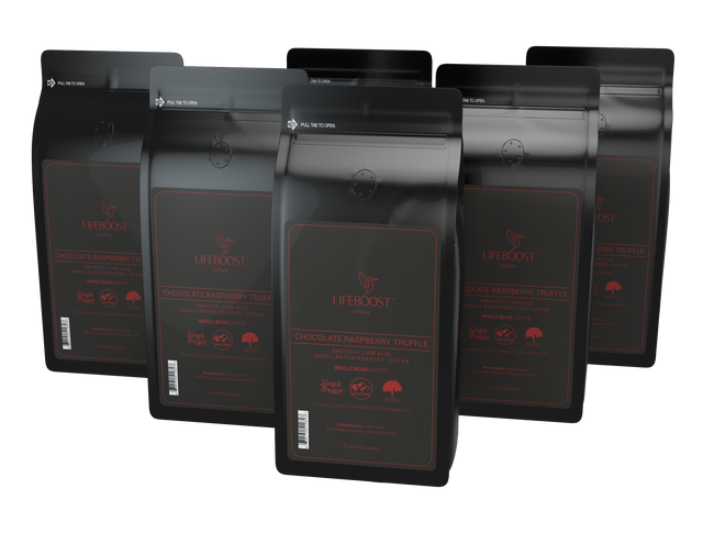 6x Single Origin Specialty, Chocolate Raspberry Truffle Coffee 12 oz Bag - Lifeboost Coffee