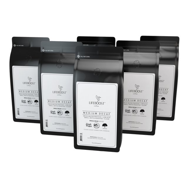 6x Medium Roast Decaf Coffee 12 oz Bag - Bundle - Lifeboost Coffee