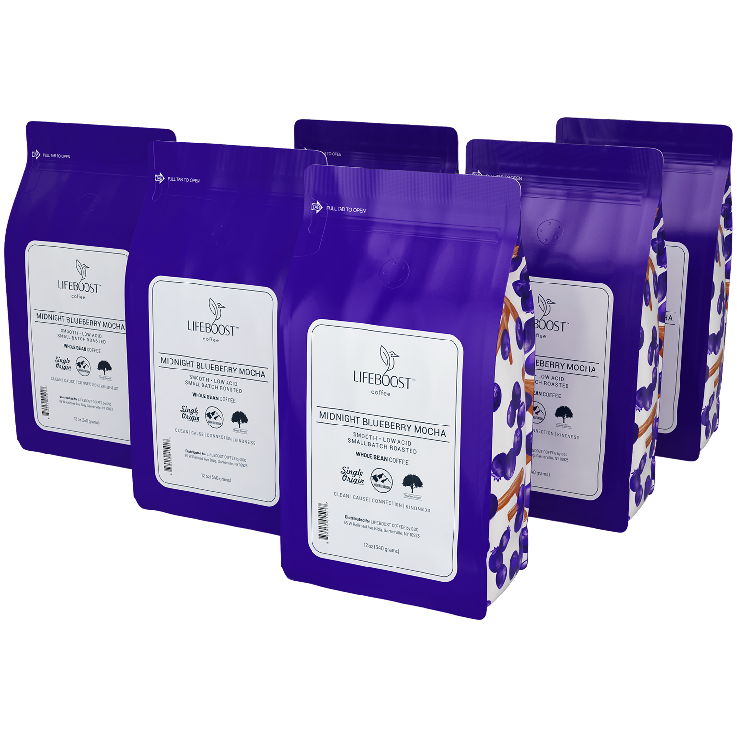 Midnight Blueberry Mocha AllNatural,FlavorRich,Ethically Grown Lifeboost Coffee