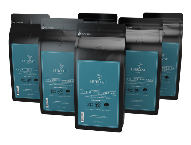 6x Single Origin Specialty, White Russian Coffee 12 oz Bag - Lifeboost Coffee