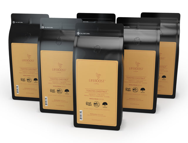6x  Toasted Chestnut Coffee 12 oz Bag - Bundle - Lifeboost Coffee