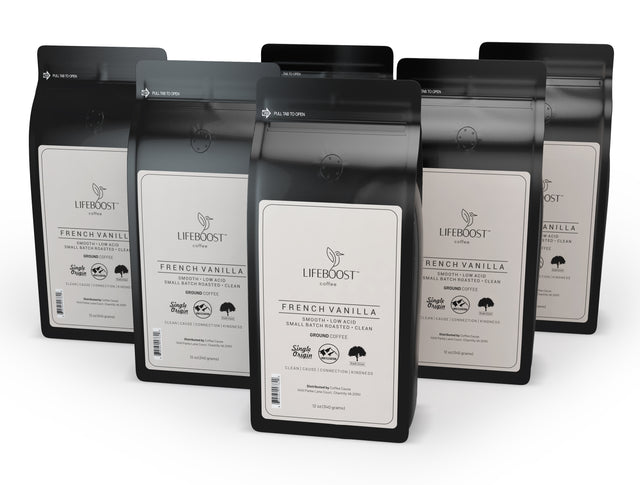 6x  French Vanilla Coffee 12 oz Bag - Bundle - Lifeboost Coffee