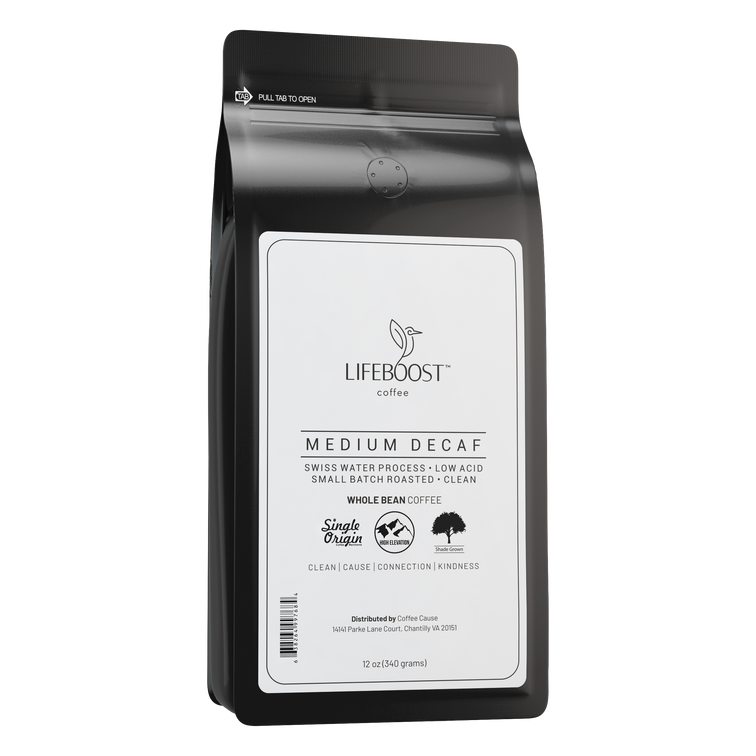 Medium Roast Decaf Swiss Water, Non toxic, Ethically Sourced Lifeboost Coffee