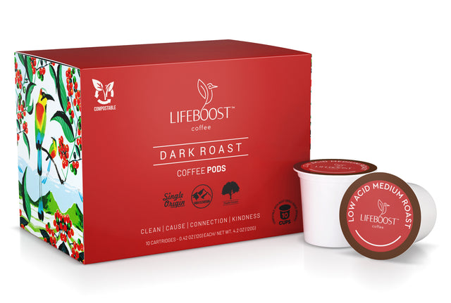 1x Dark Roast Coffee Pods - Lifeboost Coffee
