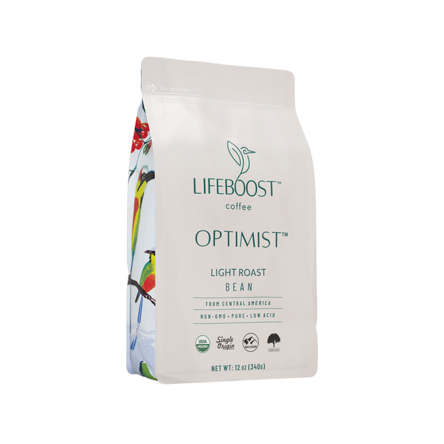 Optimist Light Roast Coffee 12 oz Bag - Healthy Coffee 20% Off - Lifeboost Coffee