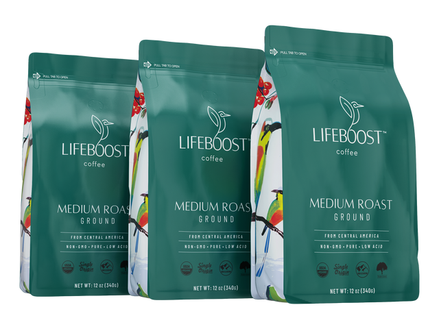 3x Organic Medium Roast 50% Off - Lifeboost Coffee