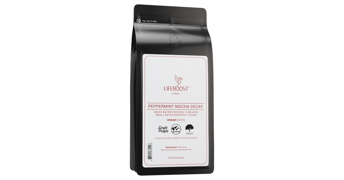 Peppermint Mocha Decaf | Lifeboost Coffee