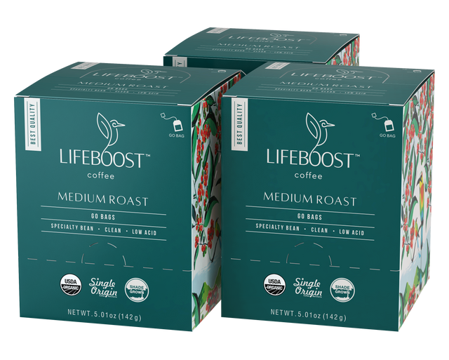 1x Medium Roast Lifeboost Go Bags -10 bags - Lifeboost Coffee