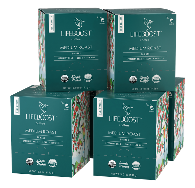 1x Medium Roast Lifeboost Go Bags -10 bags - Lifeboost Coffee