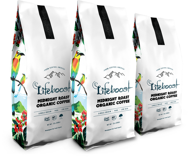 3x Midnight Coffee 12 oz Bag-SP - Lifeboost Coffee